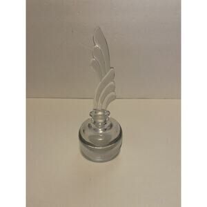 Vintage Clear Glass Perfume Bottle Art Deco Style with Stopper